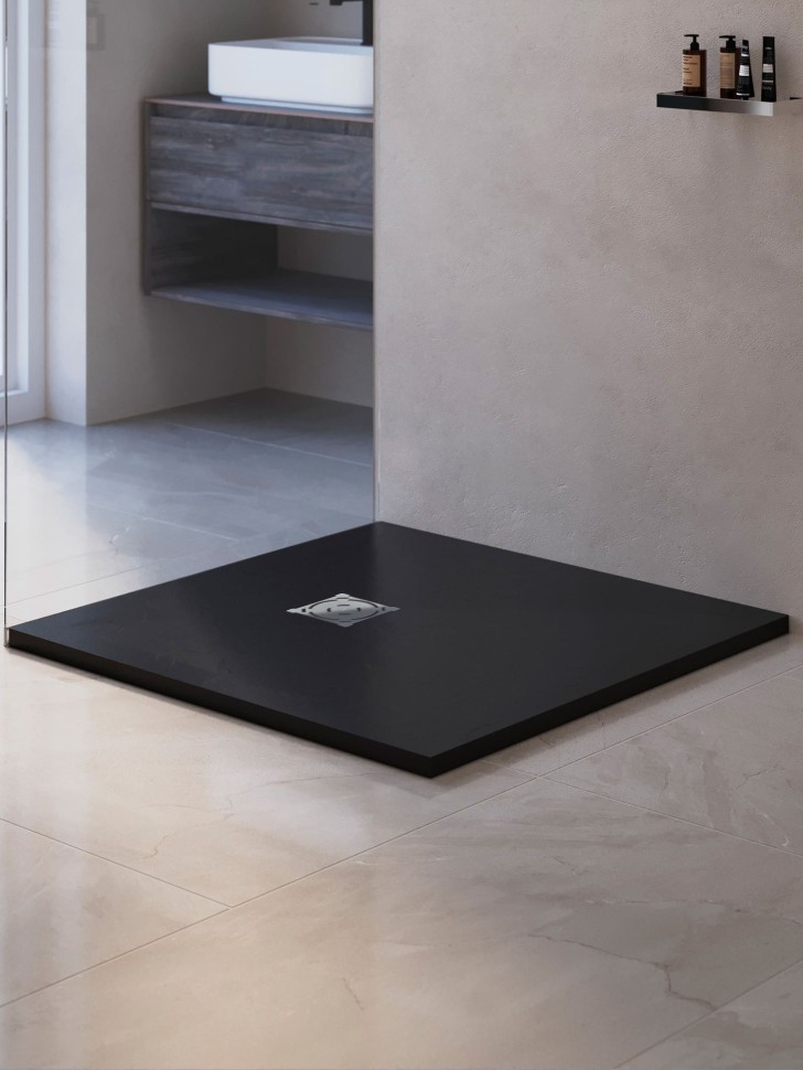 Душевой поддон квадратный RGW ST-G Графит (900x900)