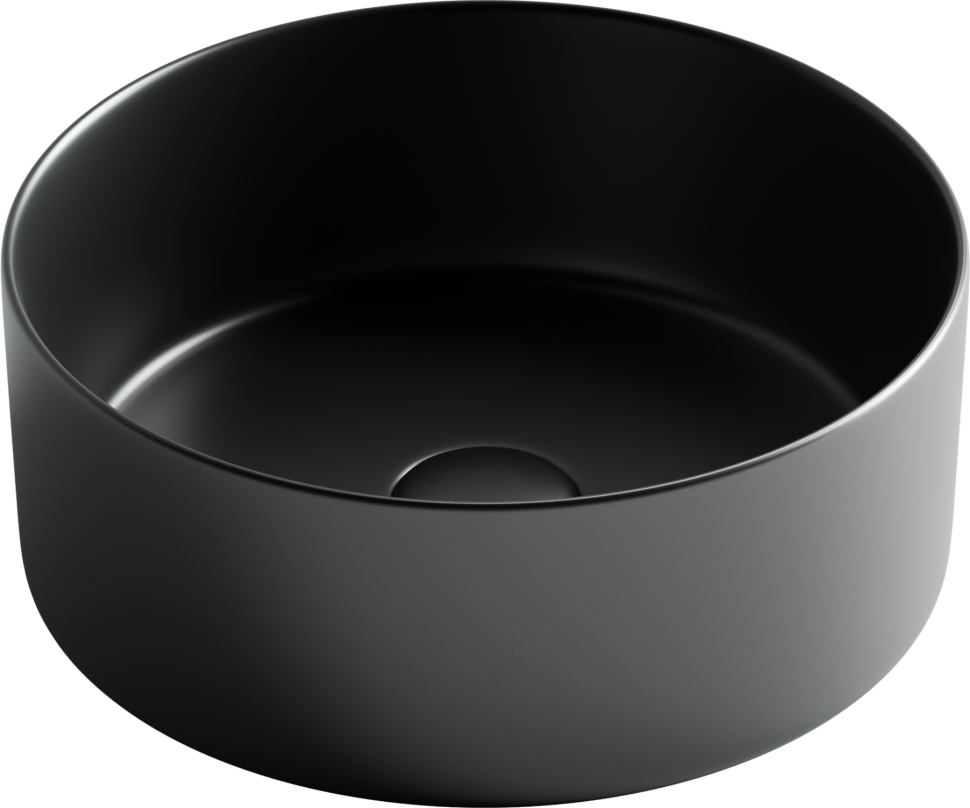 Умывальник чаша накладная круглая (цвет Черный Матовый) Element 358x358x137мм