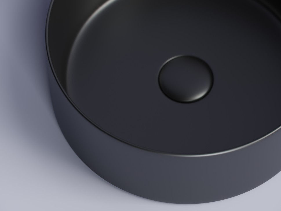 Умывальник чаша накладная круглая (цвет Черный Матовый) Element 358x358x137мм