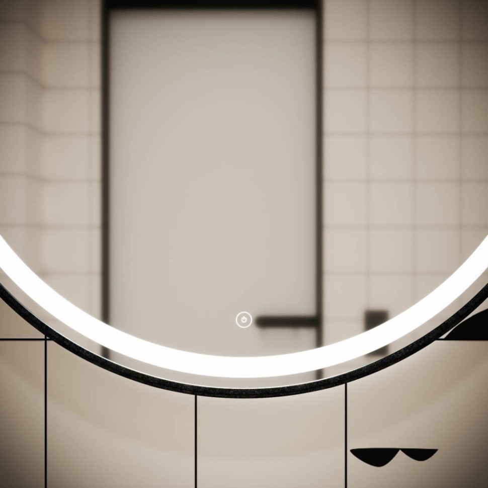 Зеркало для ванной комнаты SANCOS Dames D650 с подсветкой , ремень из натуральной черной кожи, арт. DA650