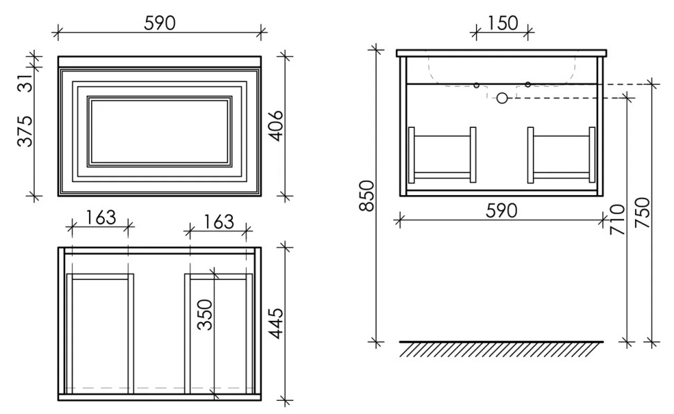Тумба подвесная SANCOS Very 590х445х406, c одним ящиком оснащенным доводчиками, Doha Soft , арт.VR60SM