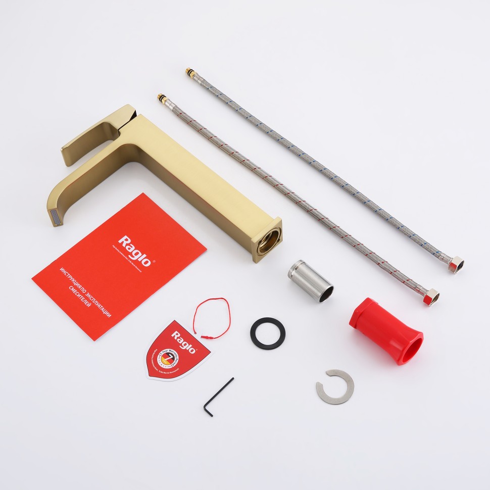 Смеситель Raglo высокий для умывальника, золотой сатин