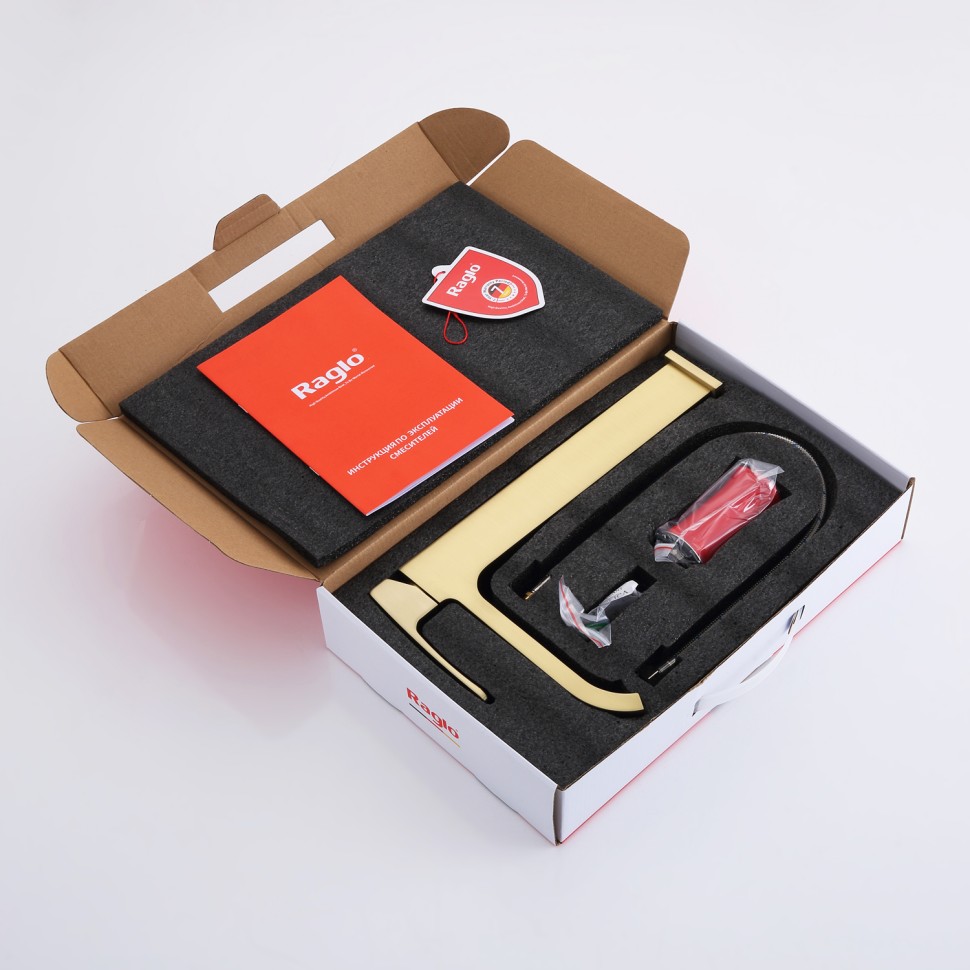 Смеситель Raglo высокий для умывальника, золотой сатин