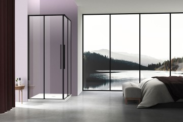 Душевой уголок Слим-Н (Slim-N) VSS-4SN9010CLB, 1000*900, черный, стекло прозрачное