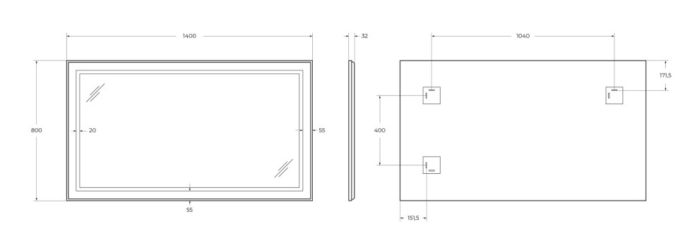Зеркало BelBagno SPC-KRAFT-1400-800-SENS-NERO