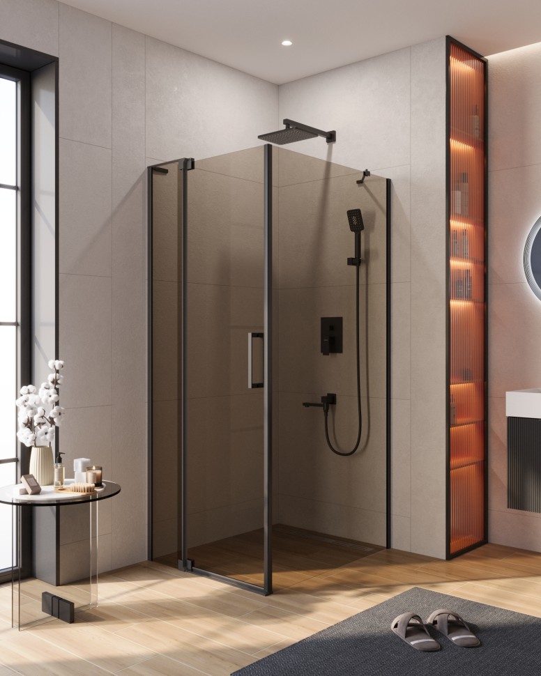 Душевой уголок CEZARES SLIDER-AH-1-100-80/90-BR-NERO