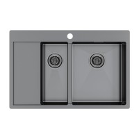 Мойка нерж. сталь KRONER 78/2SF, PM227851-GMR, вороненая сталь, правая, 780х510мм, Paulmark