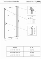 Душевая дверь Veconi Vianno VN-43, 900x1950, хром, стекло прозрачное