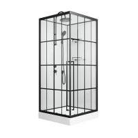 Душевая кабина Niagara Standart ST100/15QL/KL/BKT (100х100х225) низкий поддон(15см),черный,стекло прозрачное,3 места