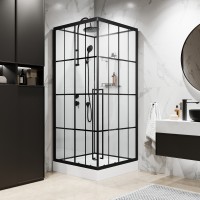 Душевая кабина Niagara Standart ST100/15QL/KL/BKT (100х100х225) низкий поддон(15см),черный,стекло прозрачное,3 места