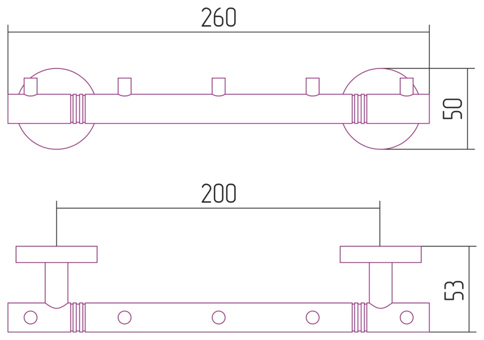 Вешалка настенная Каньон - 5 крючков / L 260