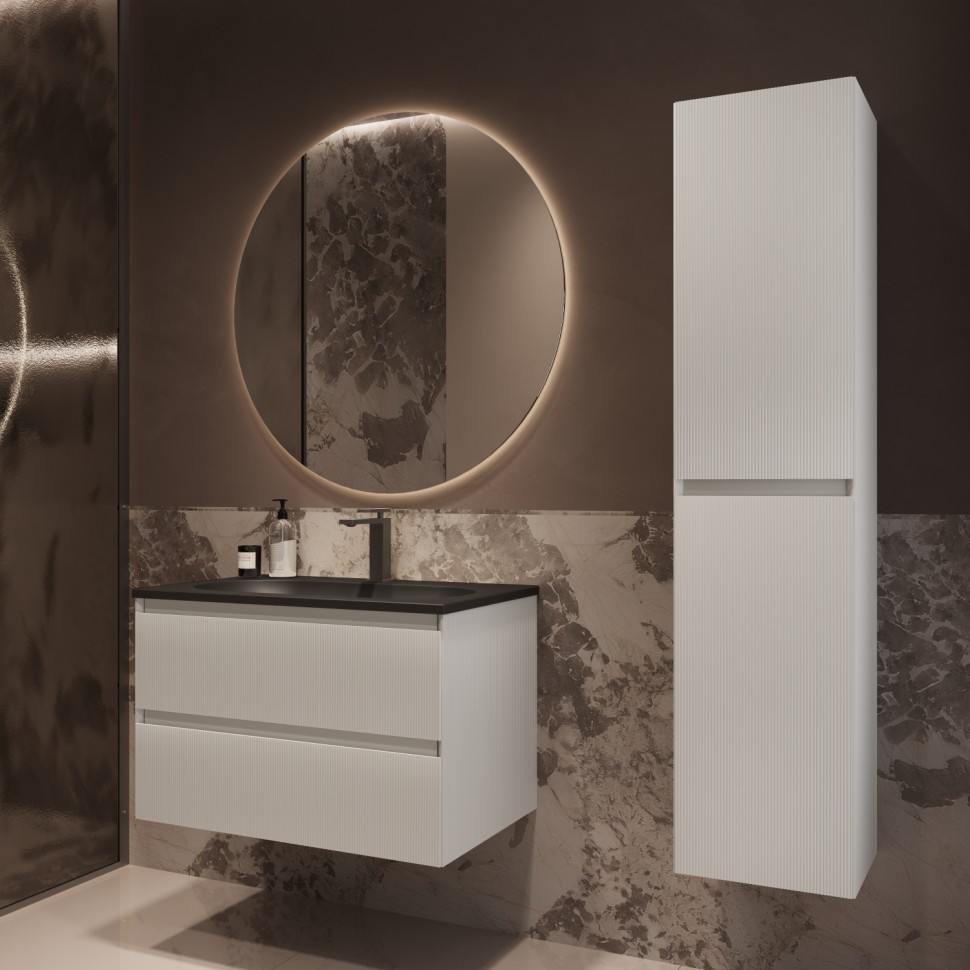 База под раковину Welle 800 подвесная, 2 выкатных ящика soft-close, M.White