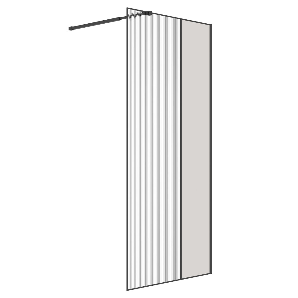 Душевая перегородка Niagara Nova NG-481-12FBLACK (120х200) черный матовый,стекло рифленое/тонированное,1 место