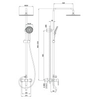 Душевая стойка TURI, чёрный матовый
