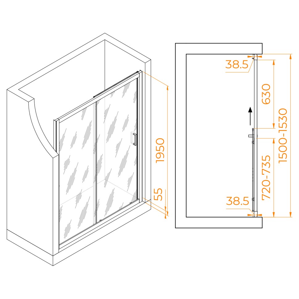 Душевая дверь RGW PA-016 (Прозрачное, 1500)