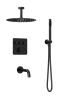 Душевая система скрытого монтажа для ванны и душа MILLEAU Tissage TERMO 3SBIT/802-GB на 3 потока (комплект с монтажным блоком), Черный глянец