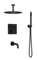 Душевая система скрытого монтажа для ванны и душа MILLEAU Tissage TERMO 3SBIT/802-GB на 3 потока (комплект с монтажным блоком), Черный глянец