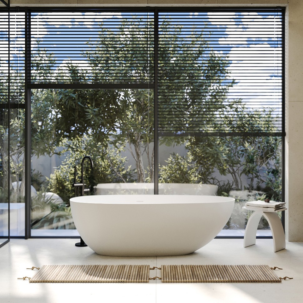 Ванна из искусственного камня ABBER Stein AS9611-1.7 белая матовая