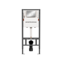 Система инсталляции для унитазов CERAMICANOVA Balance с кнопкой смыва Square, цвет хром глянцевый, с креплениями, арт. CN121002CH