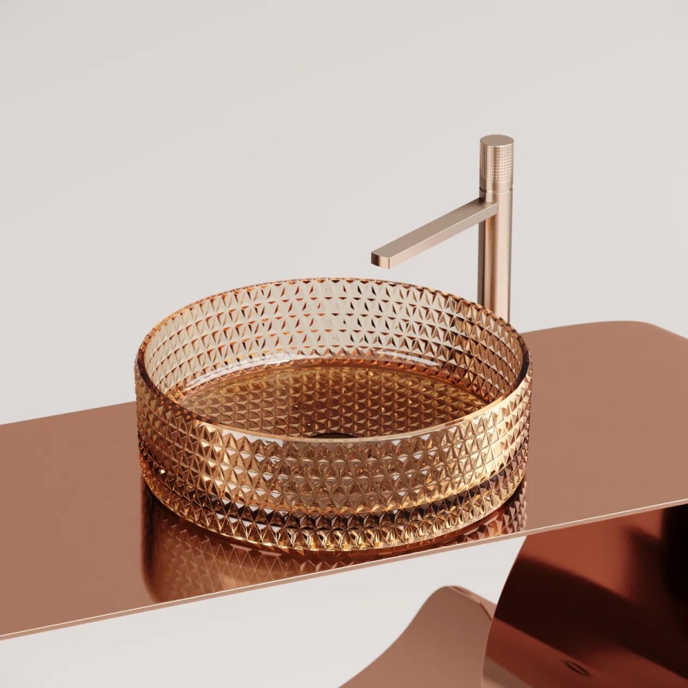 Умывальник чаша накладная круглая (цвет бежевый) Cristal 360x360x112мм