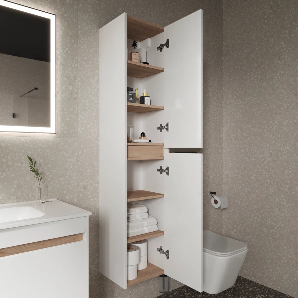 Шкаф-пенал SANCOS Smart подвесной белый, 350х300х1600 мм, арт. PSM35W