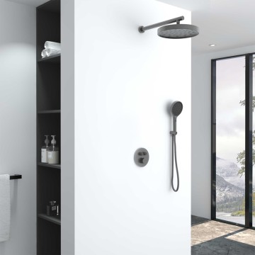 Душевой комплект Инспаер (Inspire) VSFW-3I22MT2GM встраиваемый, термостат, двухрежимный, вороненая сталь