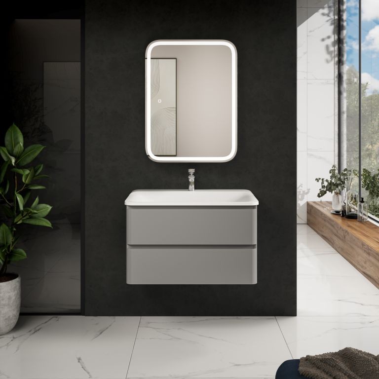 AQM900480GM "S4" тумба под умывальник подвесная 80 см., цвет серый.