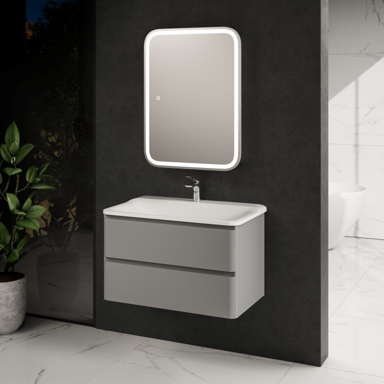 AQM900480GM "S4" тумба под умывальник подвесная 80 см., цвет серый.