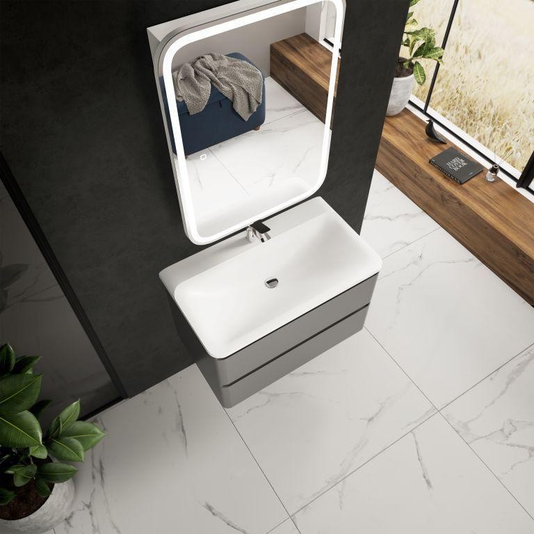 AQM900480GM "S4" тумба под умывальник подвесная 80 см., цвет серый.