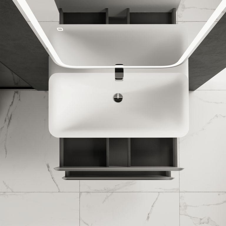 AQM900480GM "S4" тумба под умывальник подвесная 80 см., цвет серый.