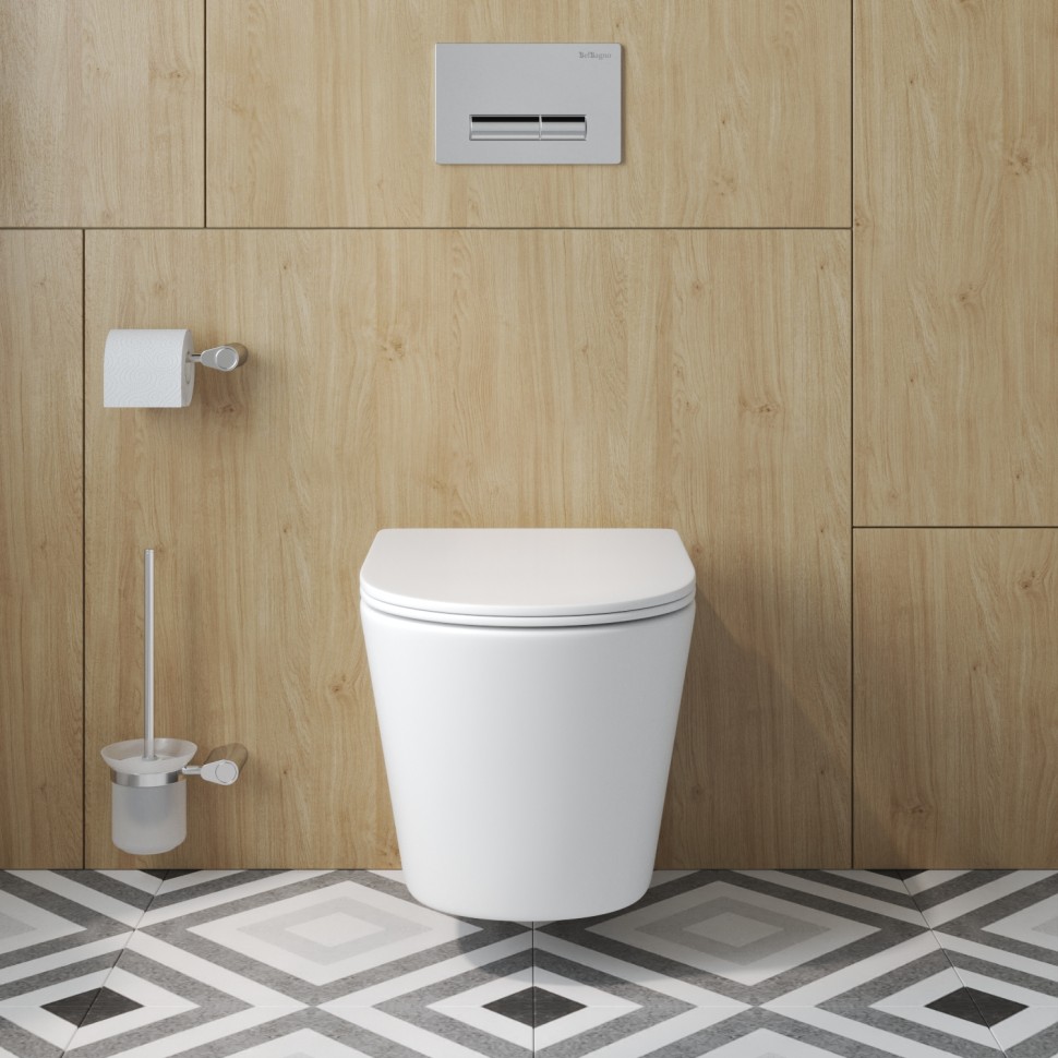 Унитаз подвесной безободковый с сиденьем и смывом TORNADO BelBagno TRE-TOR BB5180CH-TOR/SC