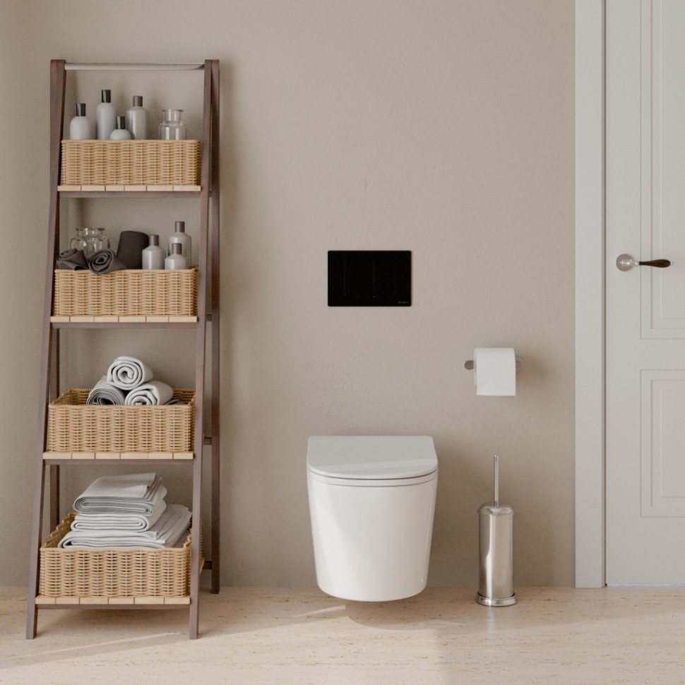 Комплект 3в1 IBERICA BLANCA инсталляция SILENCIO, унитаз BURGOS ALTO белый, кнопка смыва INOX-C черный матовый (IB001.BRA.234.112)