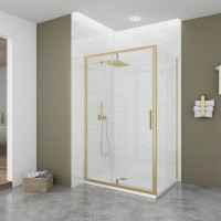 Боковая панель Veconi Ottimo SP G, 1000х1900 золото брашинг, стекло прозрачное