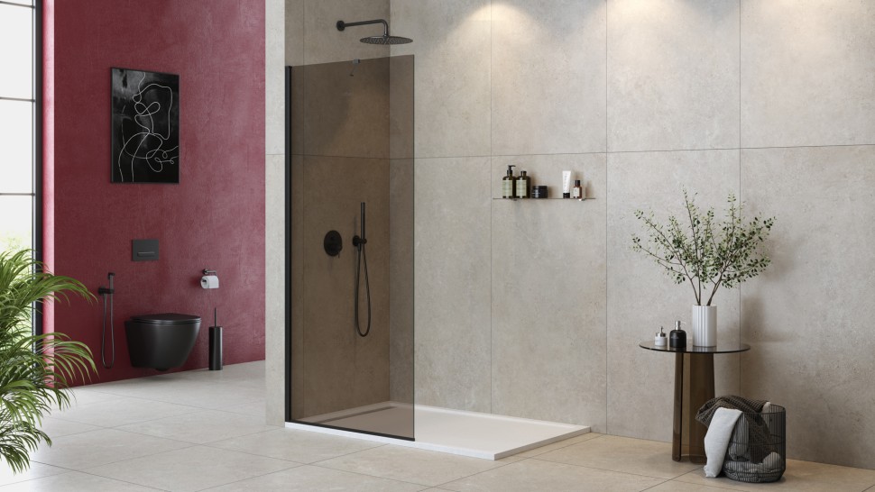 Душевая перегородка универсальная LIBERTA-L-1-TB-110-BR-NERO