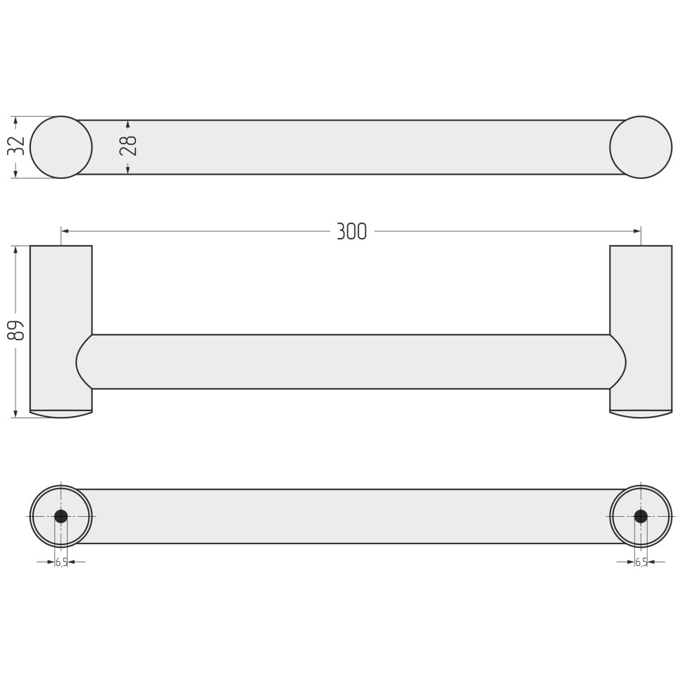 Поручень прямой d 28 мм / L 300