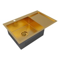 Мойка нерж. сталь KRONER 78F, PM217851-BGL, брашированное золото, левая, 780х510мм, Paulmark