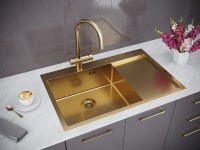 Мойка нерж. сталь KRONER 78F, PM217851-BGL, брашированное золото, левая, 780х510мм, Paulmark