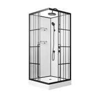 Душевая кабина Niagara Standart ST100/15QR/KL/BKT (100х100х225) низкий поддон(15см),черный,стекло прозрачное,3 места
