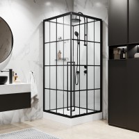 Душевая кабина Niagara Standart ST100/15QR/KL/BKT (100х100х225) низкий поддон(15см),черный,стекло прозрачное,3 места