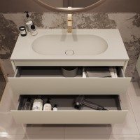 База под раковину Welle 1000 подвесная, 2 выкатных ящика soft-close, M.Beige