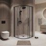 Душевое ограждение Niagara Nova NG-6827-34ВLACK (100х100х195) четверть круга,черный матовый,двери раздвижные,стекло прозрачное,1 место
