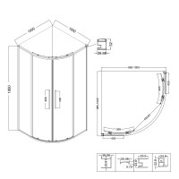 Душевое ограждение Niagara Nova NG-6827-34ВLACK (100х100х195) четверть круга,черный матовый,двери раздвижные,стекло прозрачное,1 место