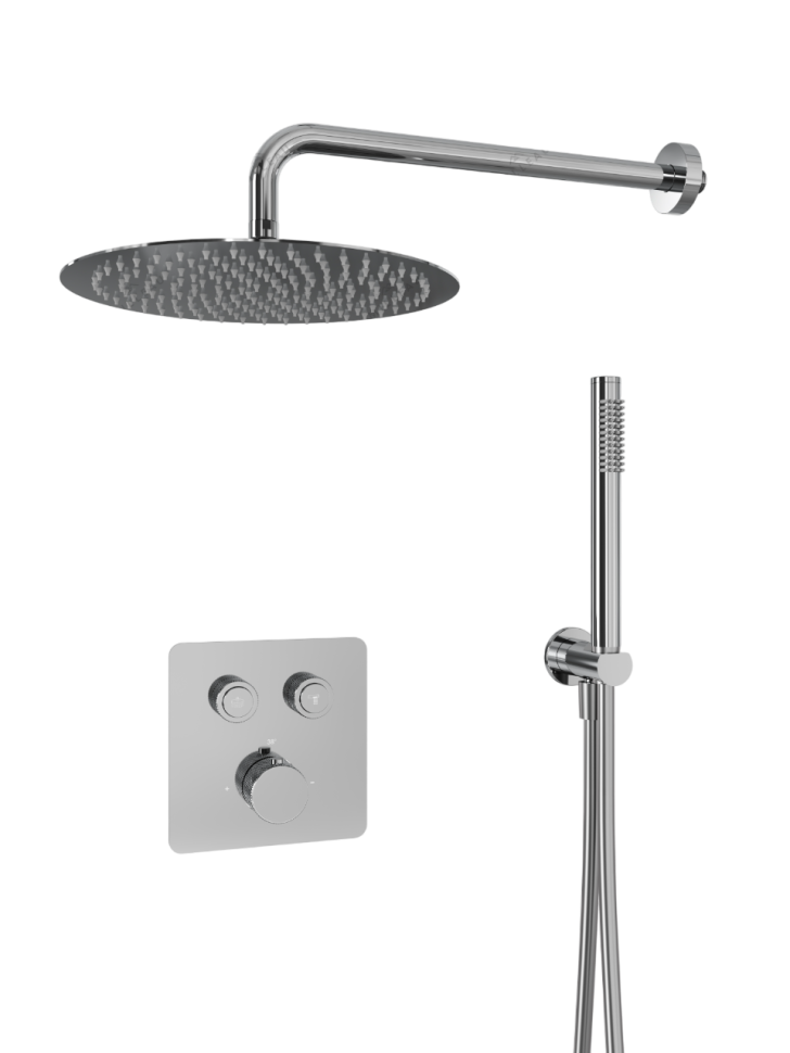 Душевая система скрытого монтажа для душа MILLEAU Tissage TERMO 2SBIT/801-CR на 2 потока (комплект с монтажным блоком), хром