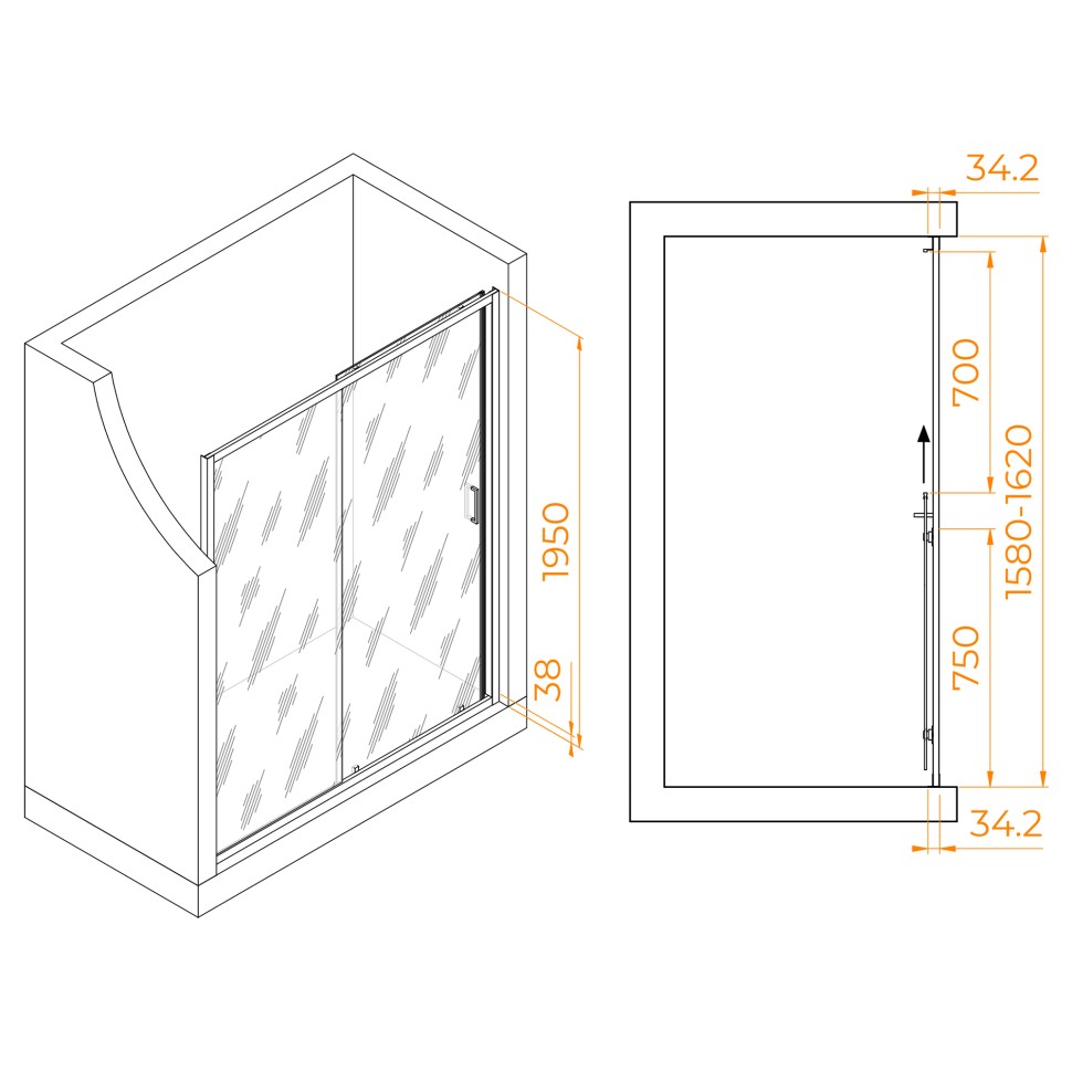 Душевая дверь RGW PA-14B (Прозрачное, 1600)