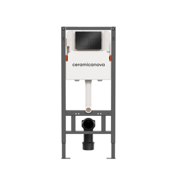 Система инсталляции для унитазов CERAMICANOVA Balance с кнопкой смыва Square, цвет черный матовый, с креплениями, арт. CN121002MB