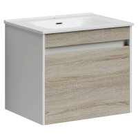 Тумба подвесная SANCOS Smart 590х450х500, c двумя ящиками оснащенными доводчиками, дуб бардолино/белый , арт. SM60E