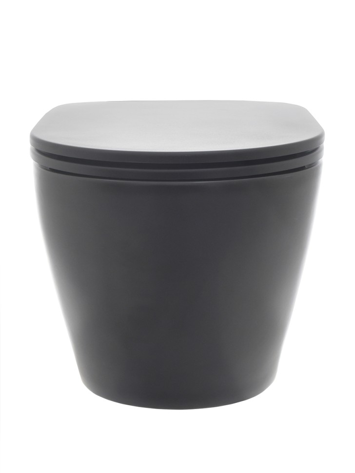 AQM2002MB Унитаз подвесной с сиденьем SoftClose, технология смыва Rimless, скрыт. крепеж. Черный мат