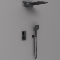 Душевой комплект VSFW-103TMB термостатический встраиваемый, двухрежимный, черный