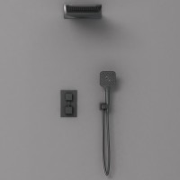 Душевой комплект VSFW-103TMB термостатический встраиваемый, двухрежимный, черный