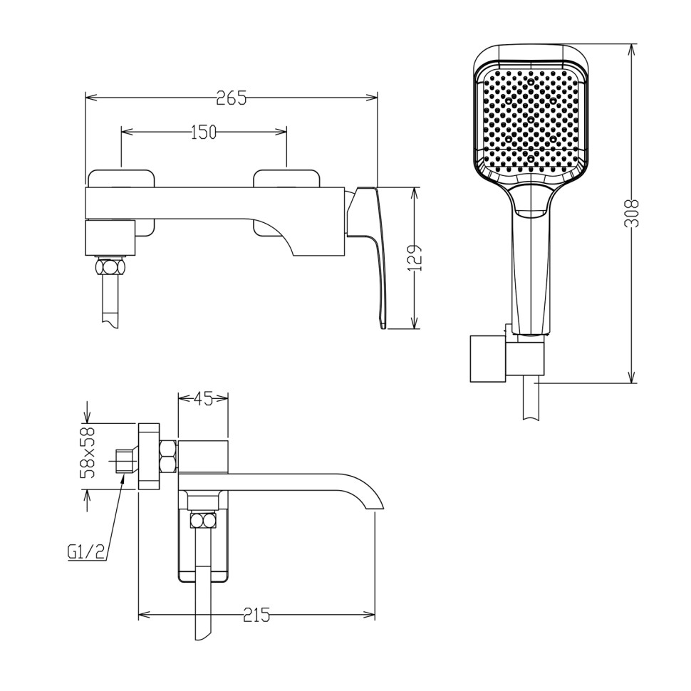 Смеситель Raglo для ванны и душа, золотой сатин